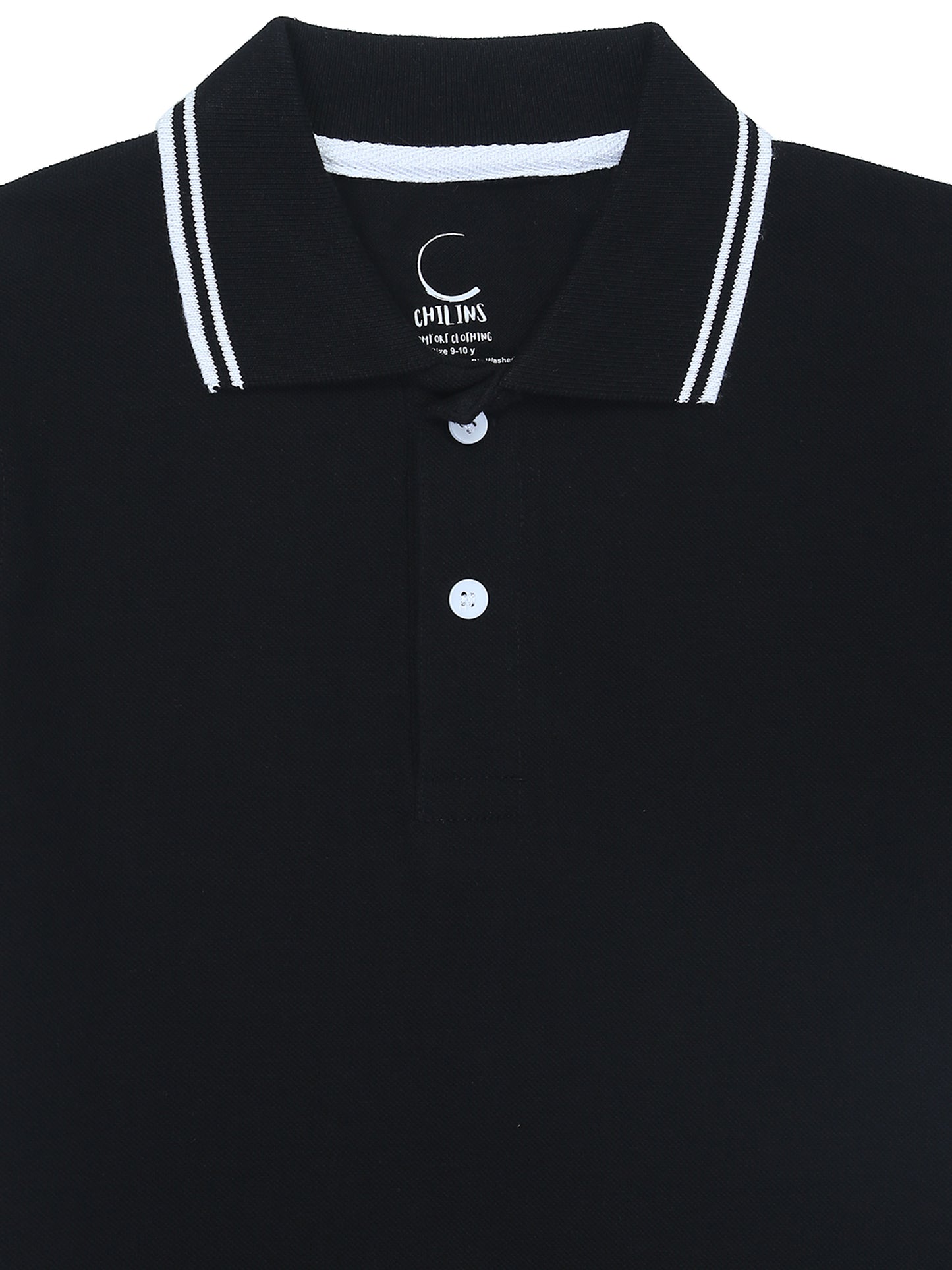 Chilins Kids Solid Polo Tshirt, Color - Black
