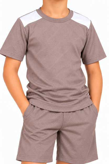 CHILINS Unisex Kids Light Brown & White Short Sleeve Sports T-Shirt for Boys & Girls