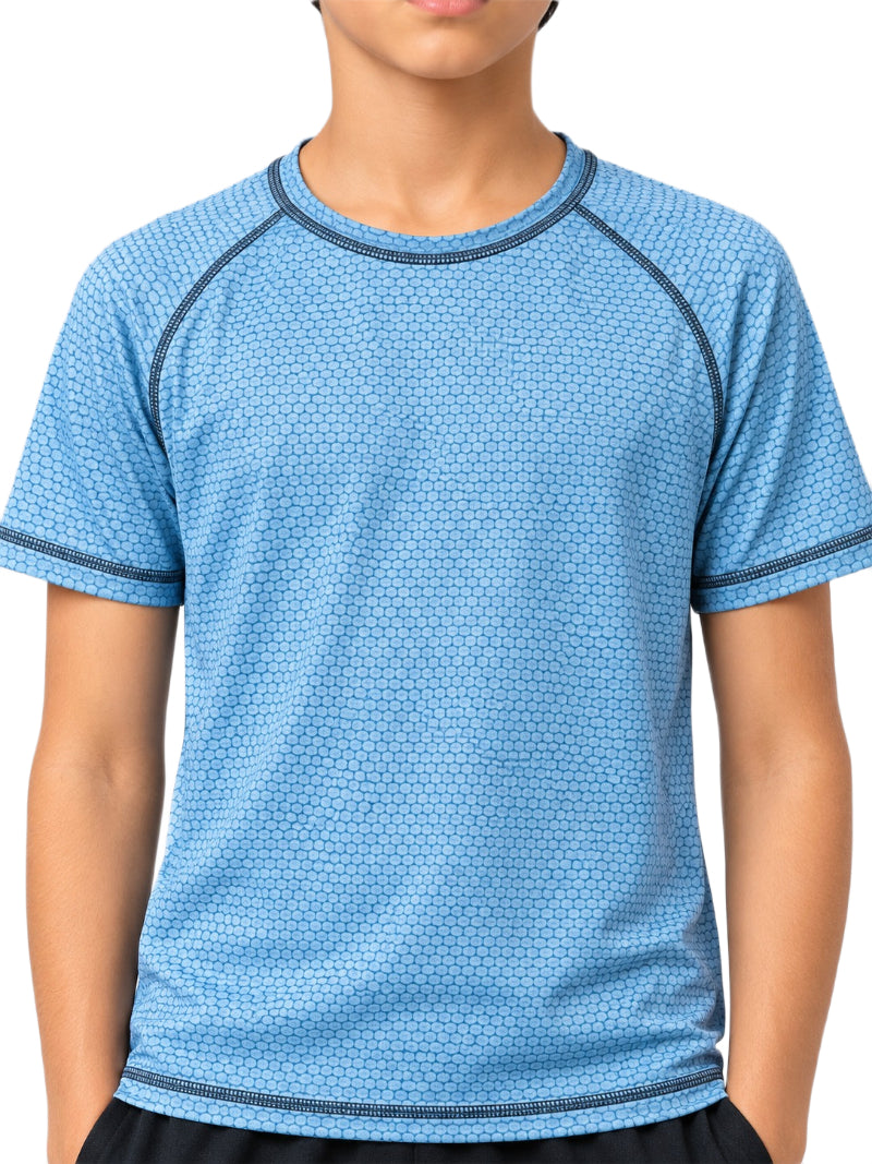 CHILINS Unisex Kids Blue Short Sleeve Sports T-Shirt