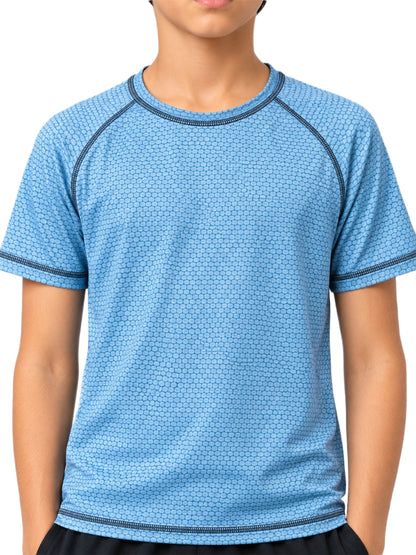 CHILINS Unisex Kids Blue Short Sleeve Sports T-Shirt