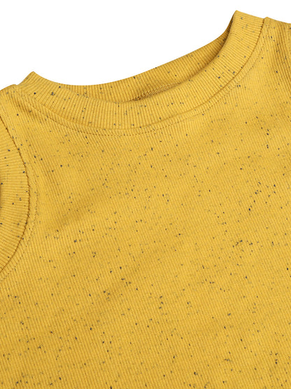 CHILINS Girls Yellow Ribbed Cotton Crop Top Stylish & Comfortable Kidswear