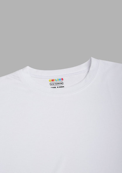 CHILINS Kids’ White Dry Fit Sports T‑Shirt – Activewear