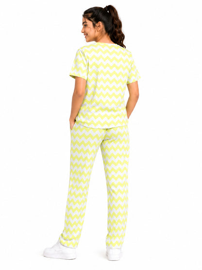 CHILINS Girls Light Green & Grey Printed T-Shirt & Jogger Set – Casual Lounge Wear