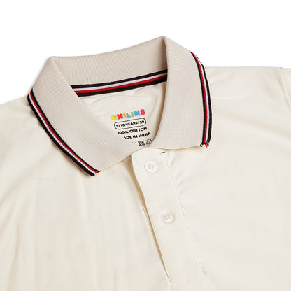 Boys Polo Solid Tshirt Polyester White