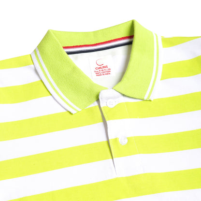 Chilins Kids Striped Polo Tshirt, Color - Green