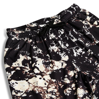 CHILINS Girls Printed Lycra Spun Palazzo | Black Abstract Print Wide Leg Pants