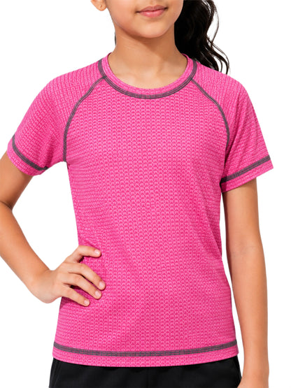 CHILINS Unisex Kids Pink Short Sleeve Sports T-Shirt