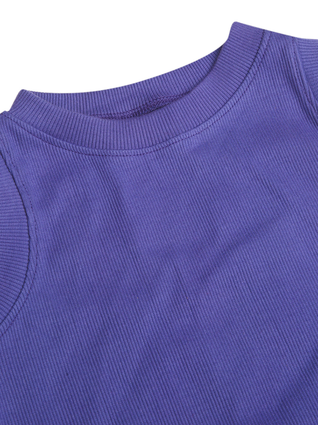 CHILINS Girls Purple Ribbed Cotton Crop Top  Stylish & Comfortable Kidswear