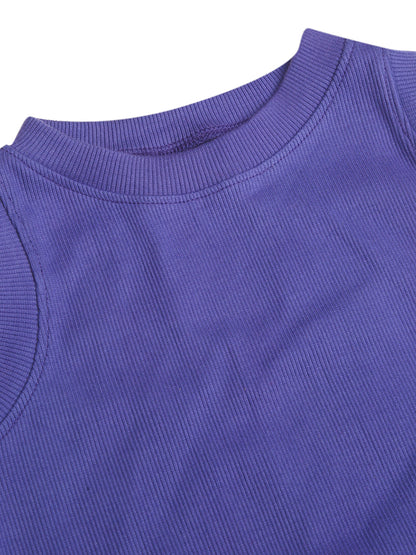 CHILINS Girls Purple Ribbed Cotton Crop Top  Stylish & Comfortable Kidswear