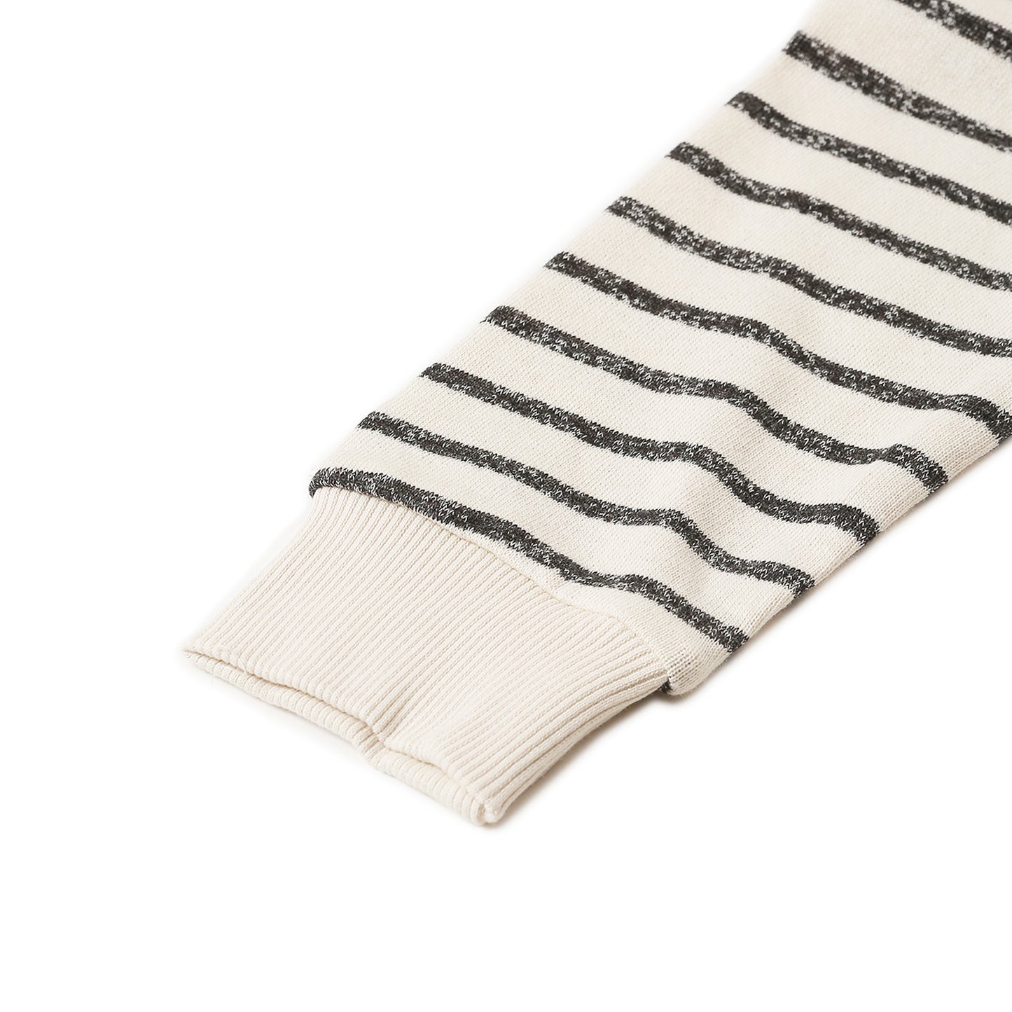 Boys Fleece Printed Round Neck Sweatshirt | White Black Striped