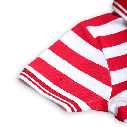 Chilins Kids Striped Polo Tshirt, Color - Red