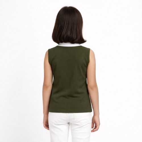 CHILINS Girls Sleeveless Polo Neck Top – Smart Casual Everyday Wear