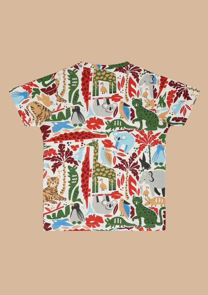 CHILINS Kids’ Animal Print Cotton Shirt & Shorts Set – 100% Pure Cotton Outdoor Wear