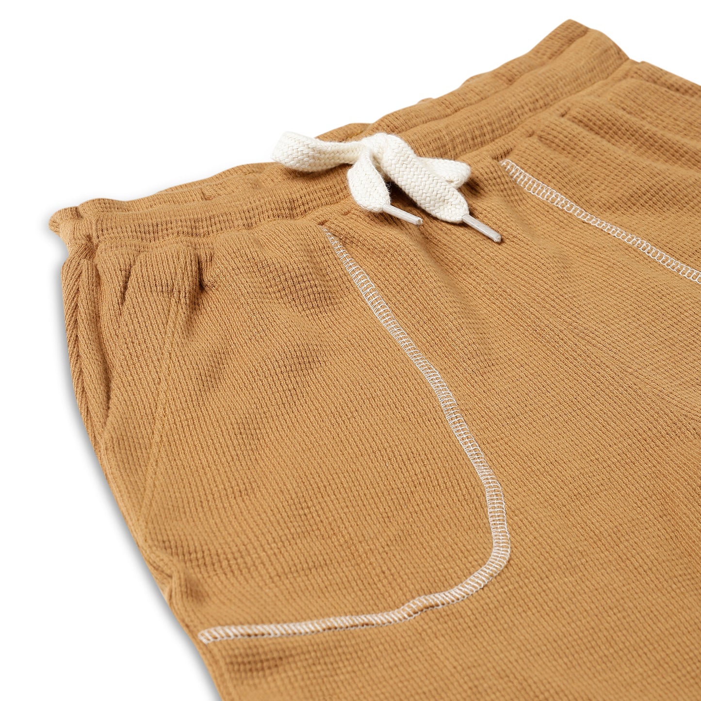 Boy's Cotton Bermuda Shorts with Trending Pocket Design – Brown White