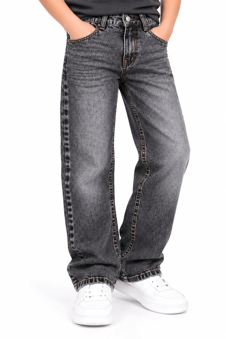 CHILINS Boys Grey Relaxed Fit Denim Jeans