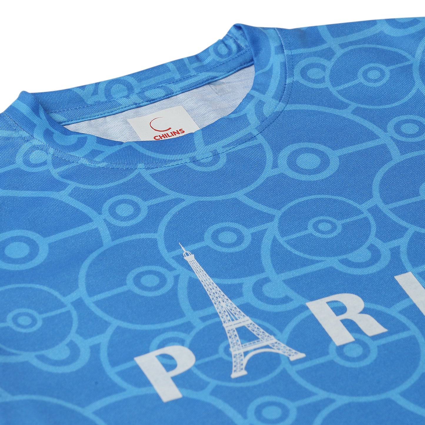 Kids Girls Regular Round Neck Cotton Fit T-Shirt Blue Paris
