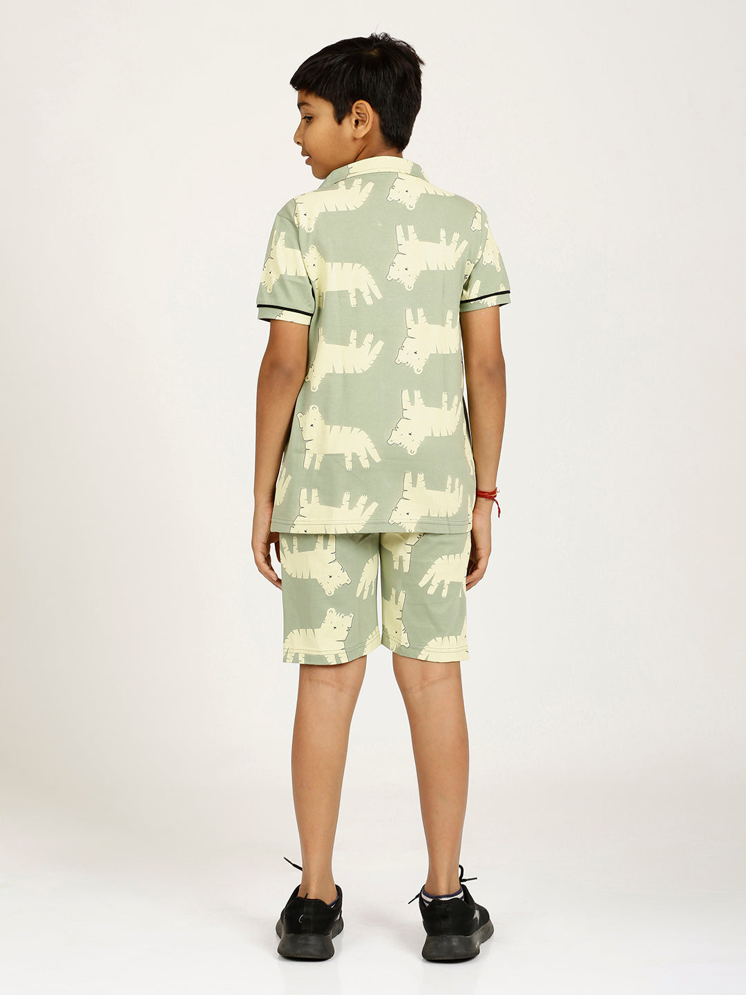 CHILINS Kids Pure Cotton Shirt & Shorts Night Dress – Fun Animal Print Sleepwear Set