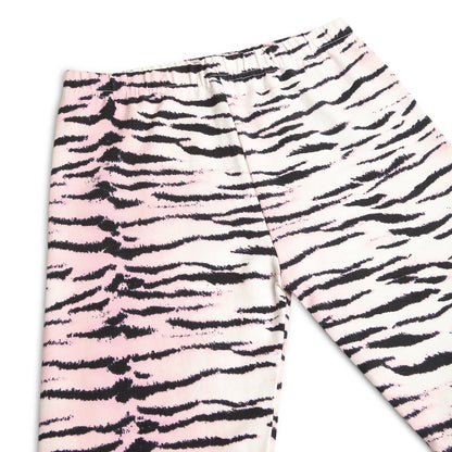 Poly lycra Printed Leggings for Girls Pink