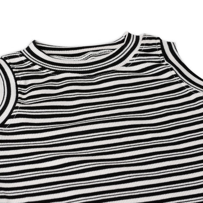 Girl's Solid Crew Neck Ribbed/Knitted Sleeveless Stretchable Slim Fit Crop Tank Top
