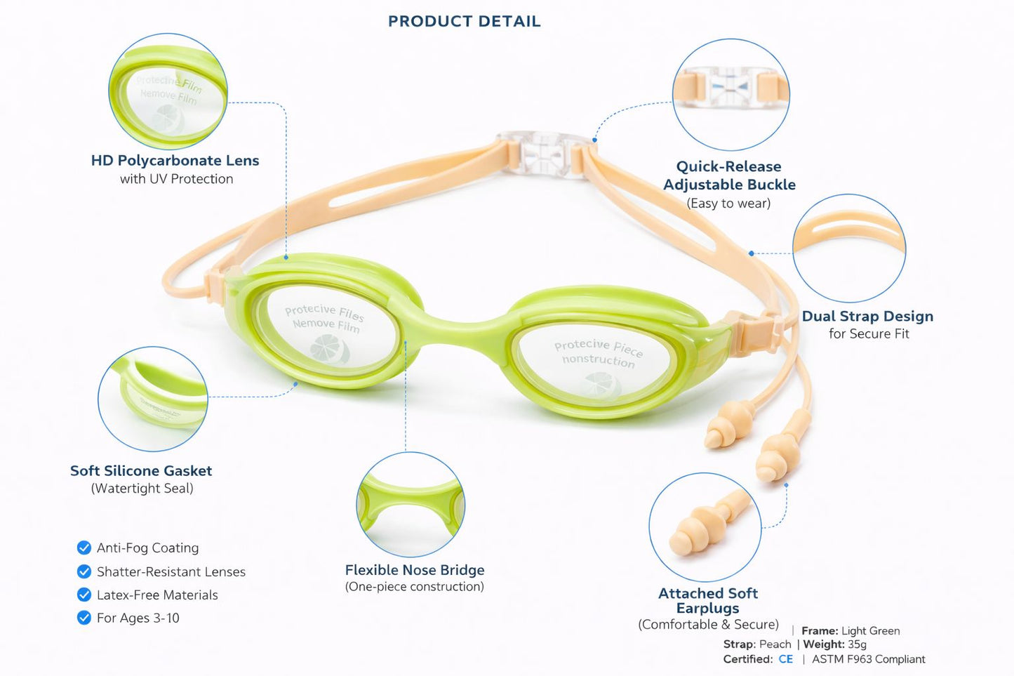 Swimming Goggles for Kids Boys Girls