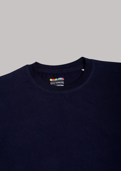 CHILINS Kids’ Dark Blue Cotton T‑Shirt – Soft Crew‑Neck Everyday Wear