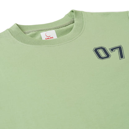 Boys Fleece Printed Round Neck Sweatshirt | Mehandi