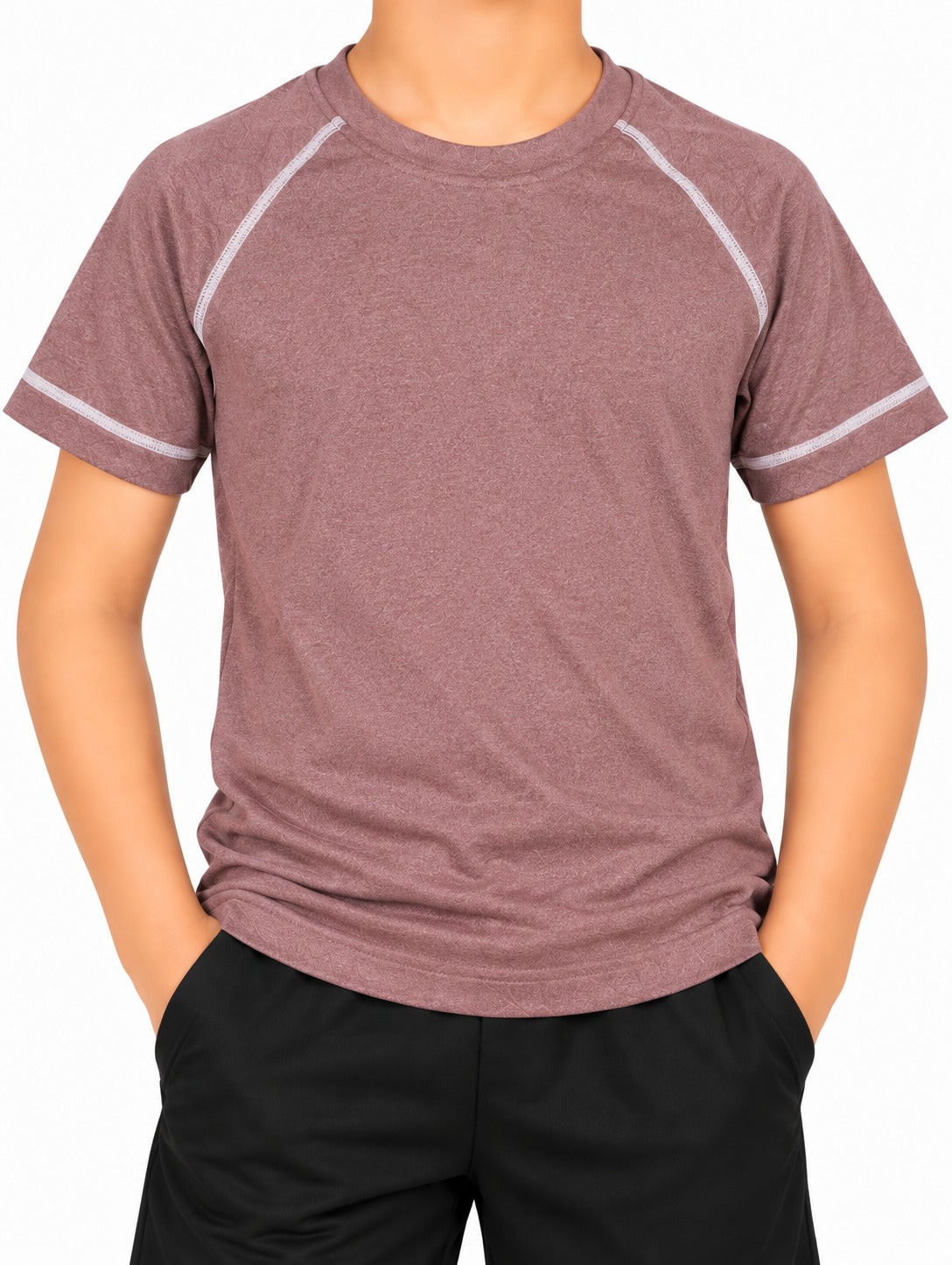 CHILINS Kids Dusty Rose Sports T-Shirt | Boys & Girls | Raglan Sleeves | Textured Active Wear