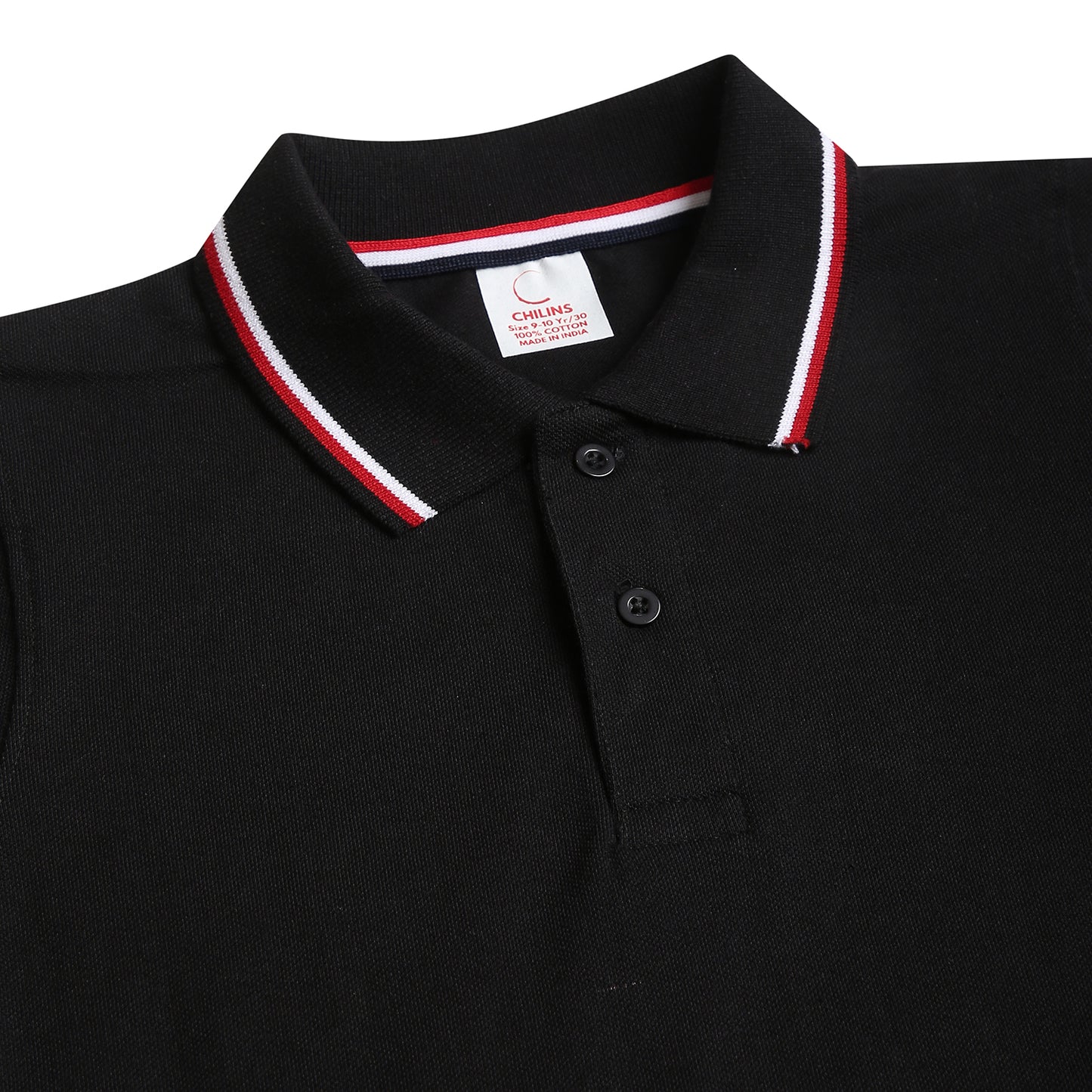 Chilins Kids Solid Polo Tshirt, Color - Black