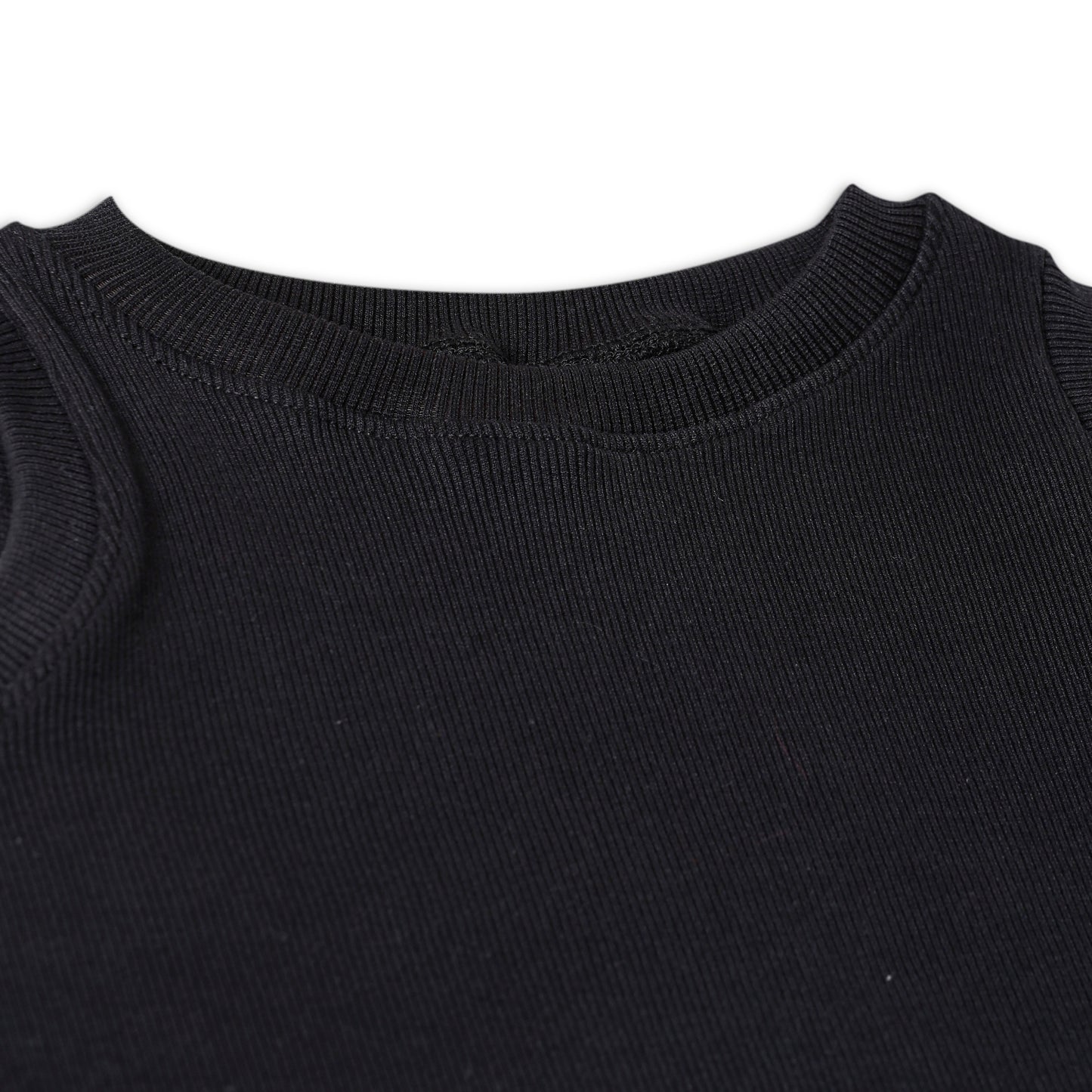 Girl's Solid Crew Neck Ribbed/Knitted Sleeveless Stretchable Slim Fit Crop Tank Top