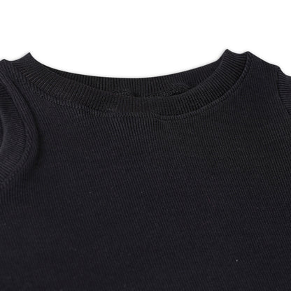 Girl's Solid Crew Neck Ribbed/Knitted Sleeveless Stretchable Slim Fit Crop Tank Top