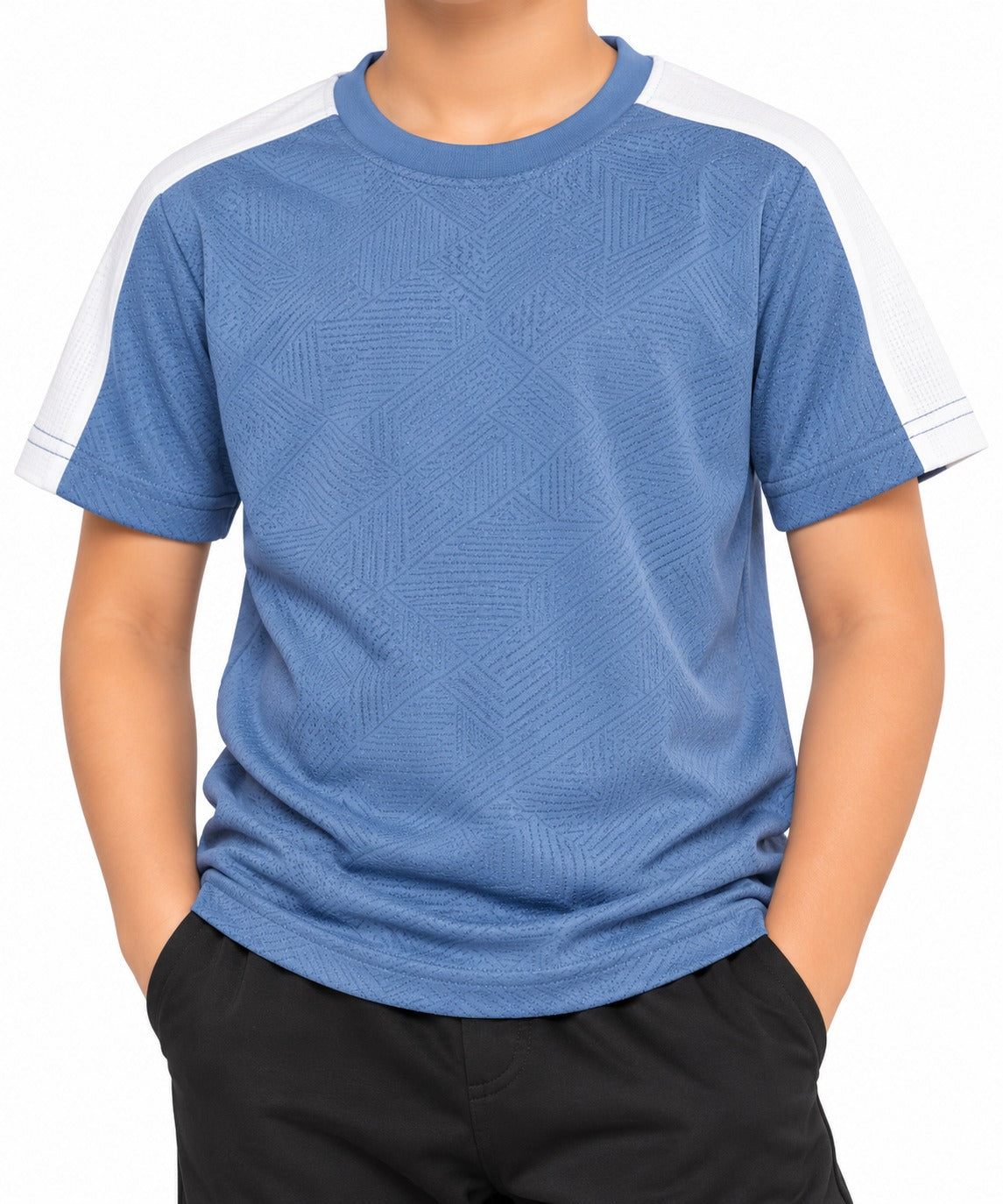 CHILINS Unisex Kids Blue Short Sleeve Sports T-Shirt for Boys & Girls