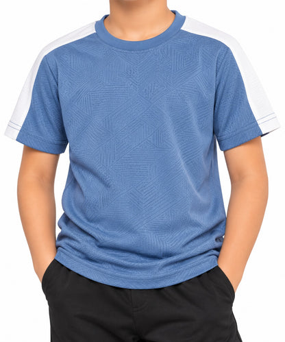 CHILINS Unisex Kids Blue Short Sleeve Sports T-Shirt for Boys & Girls