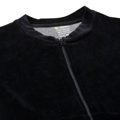 Girls Self Design Velvet Party Jacket with Zipper – Black (Without Hood)