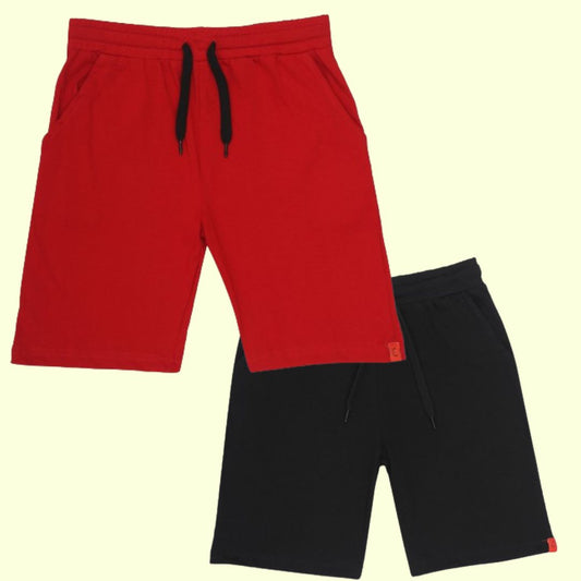 Kids Cotton Shorts Black & Red