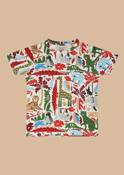 CHILINS Kids’ Pure Cotton Animal Print Shirt & Shorts Set – Vibrant Outdoor Wear