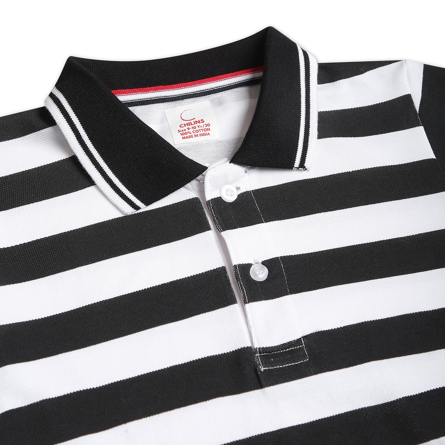 Chilins Kids Striped Polo Tshirt, Color - Black