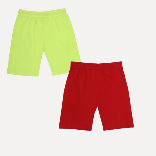 Kids Cotton Shorts Red & Green
