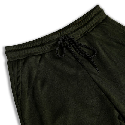 CHILINS Kids Dry Fit Sports Shorts | Dark green Activewear Shorts with Drawstring