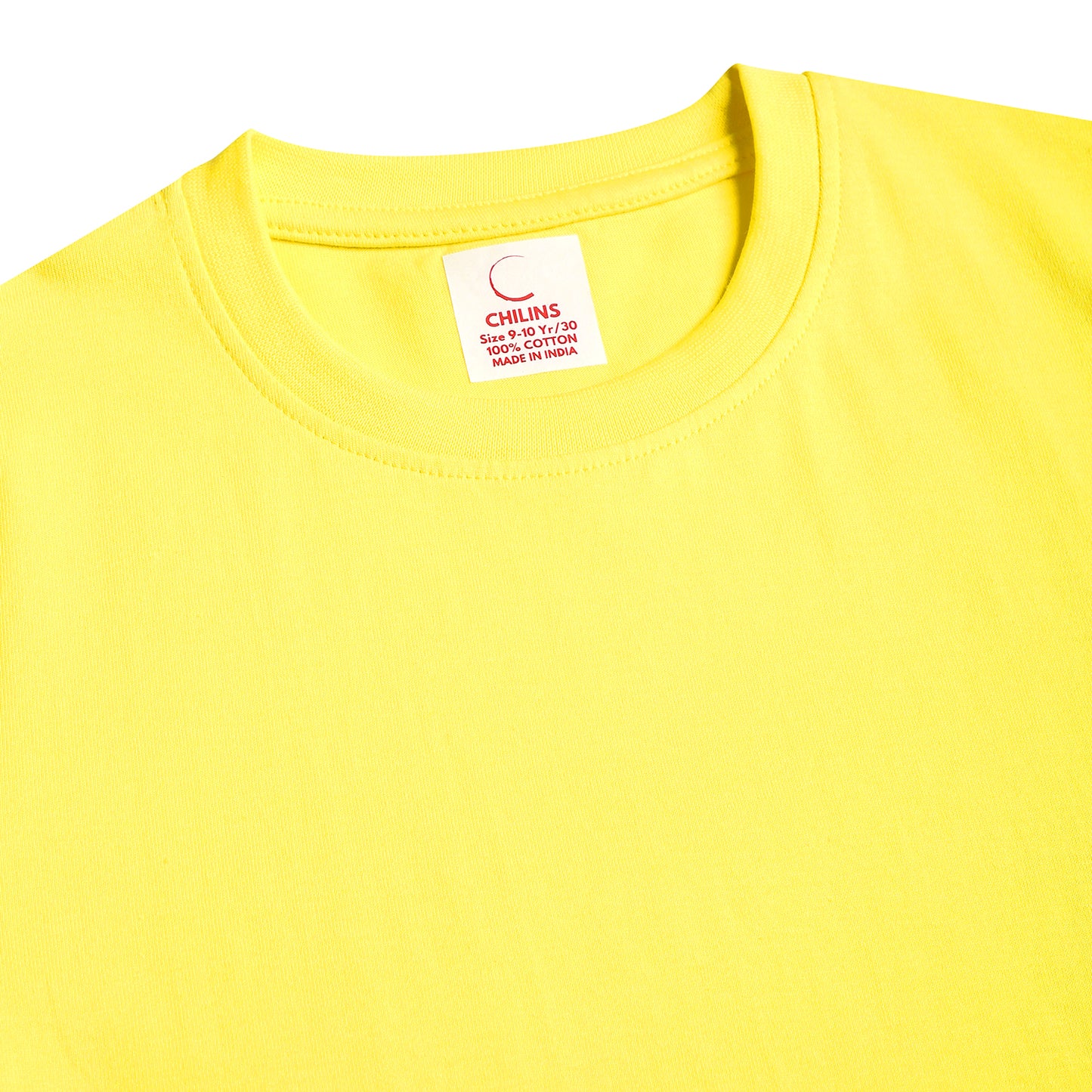 Kids Round Neck T-Shirt Half Sleeves 100% Cotton Plain Solid Color Tshirt Yellow