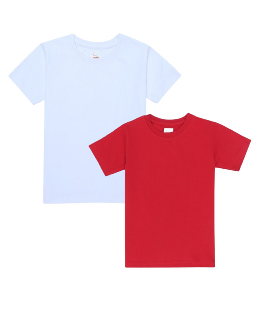 Kids Round Neck T-Shirt Half Sleeves 100% Cotton Plain Solid Color Tshirt