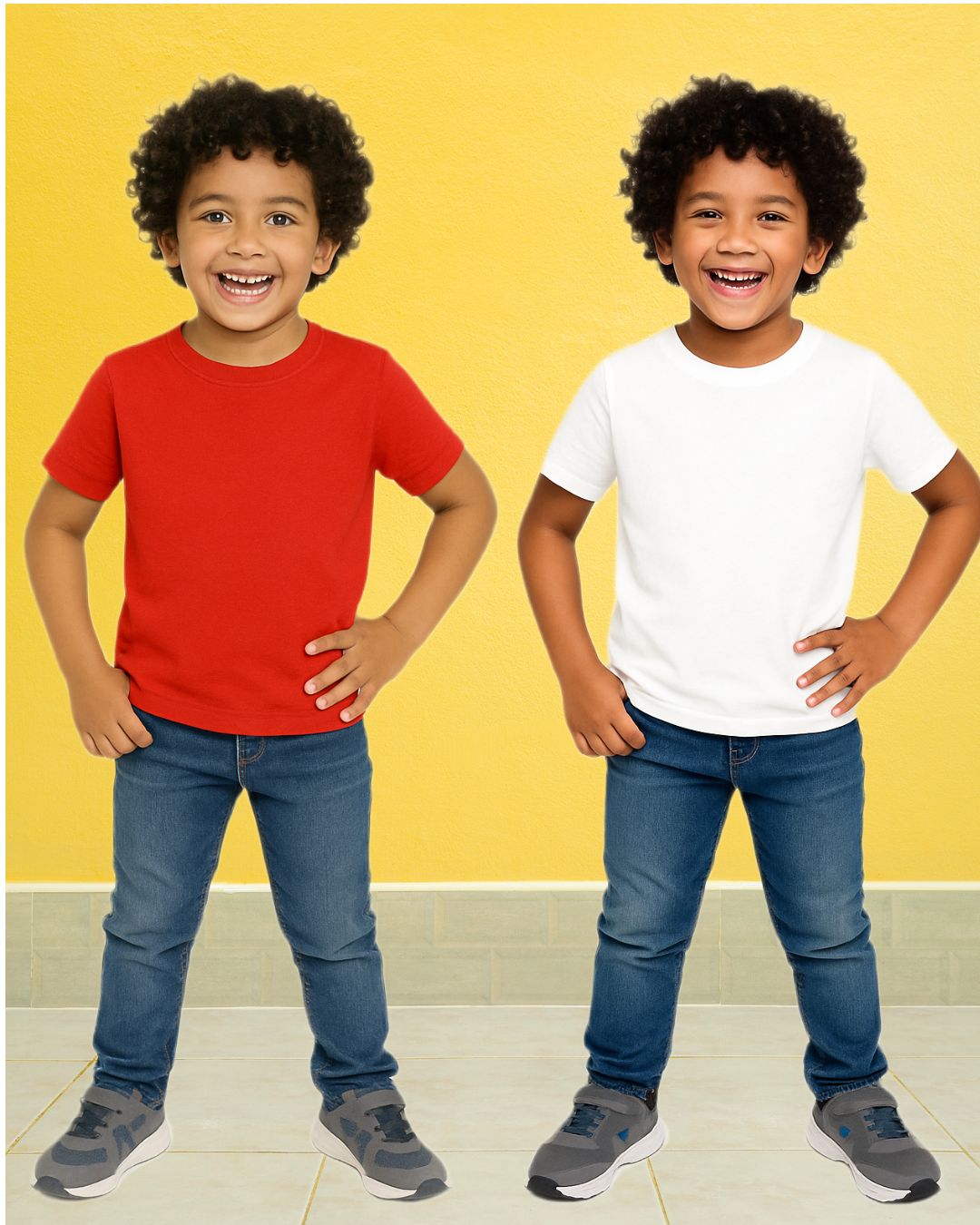 Kids Round Neck T-Shirt Half Sleeves 100% Cotton Plain Solid Color Tshirt