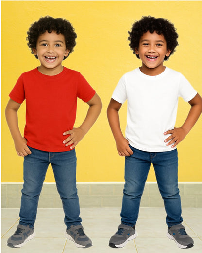 Kids Round Neck T-Shirt Half Sleeves 100% Cotton Plain Solid Color Tshirt