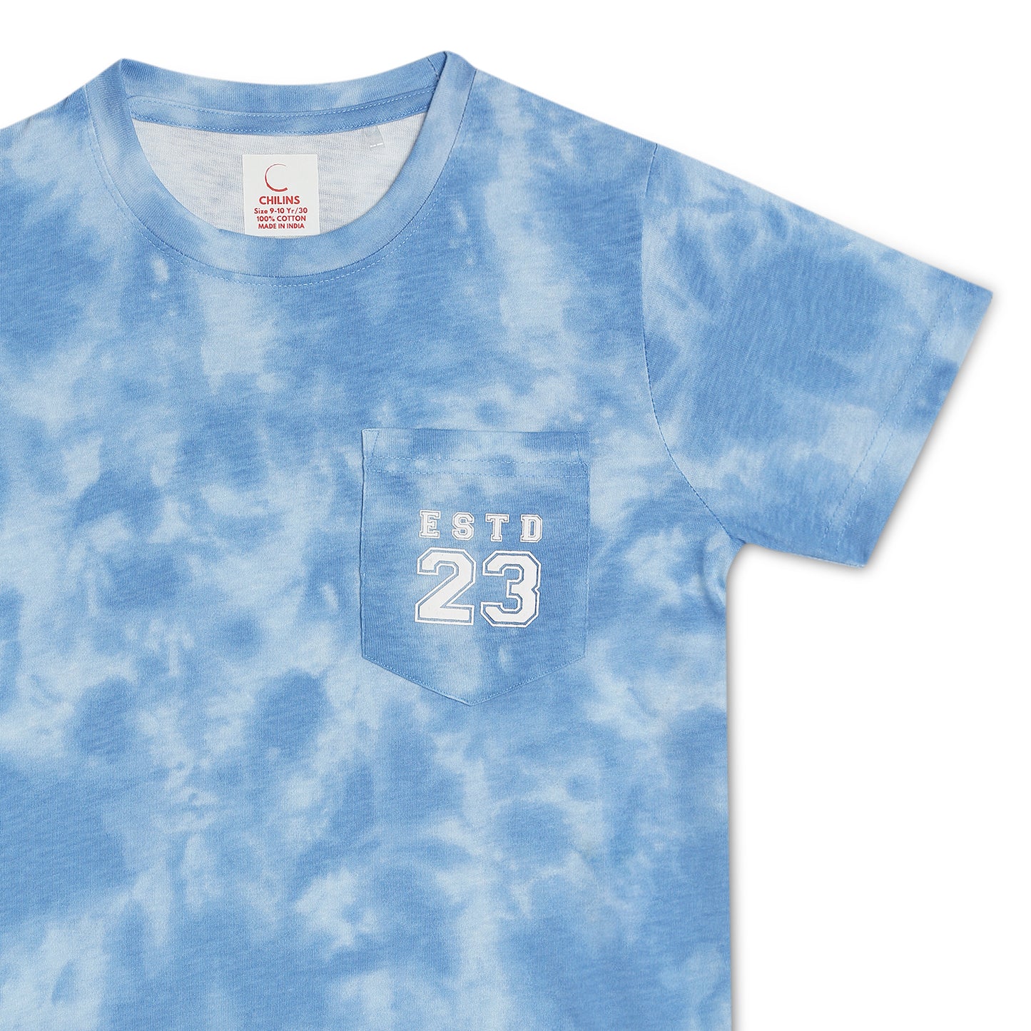 Kids Boy's Girls Regular Round Neck Cotton Fit T-Shirt Blue Tie Dye