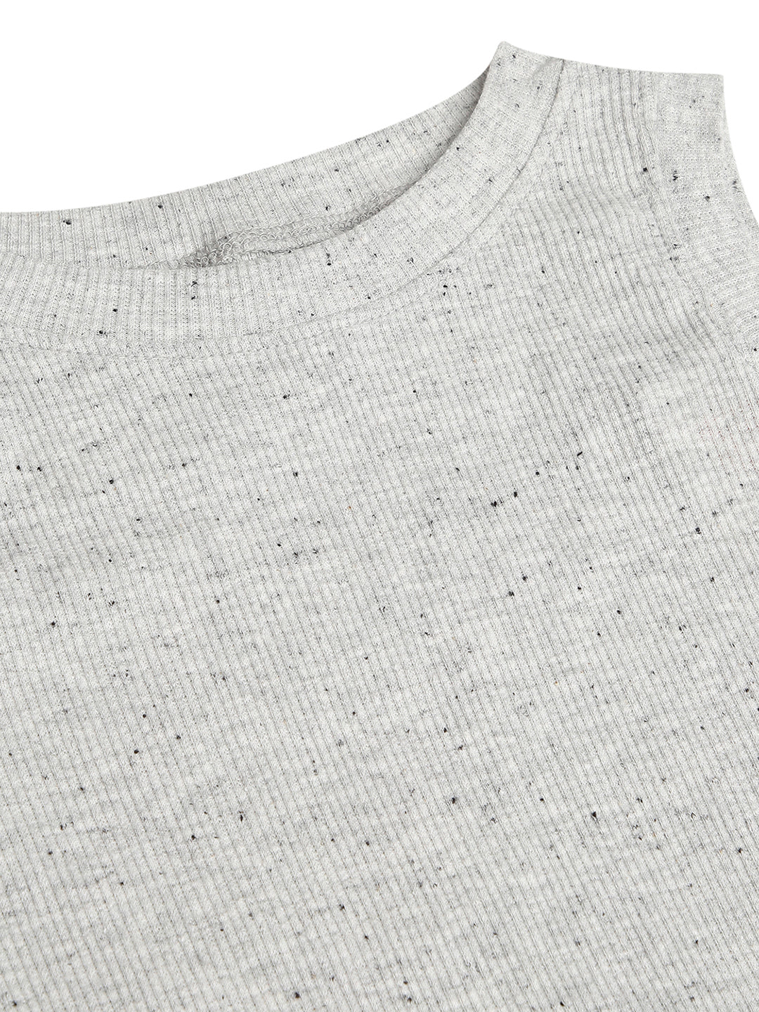 CHILINS Girls Grey Ribbed Cotton Crop Top Stylish & Comfortable Kidswear