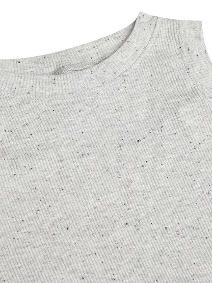 CHILINS Girls Grey Ribbed Cotton Crop Top Stylish & Comfortable Kidswear