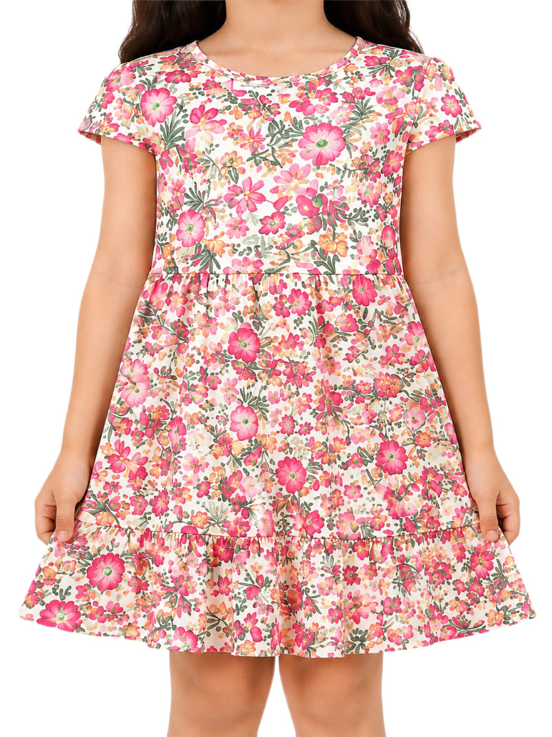 CHILINS Girls Multicolor Floral Printed Fit & Flare Dress