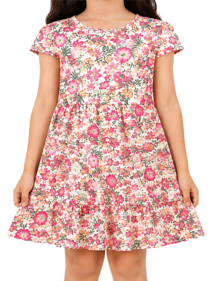 CHILINS Girls Multicolor Floral Printed Fit & Flare Dress