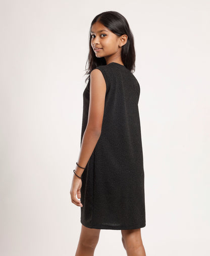 Girls Black Minimal Sleeveless Dress | Everyday Casual to Party Wear