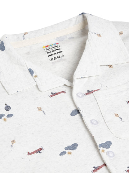 CHILINS Boys Airplane Print Night Suit Set | 100% Pure Cotton Full Sleeve Shirt & Pyjama