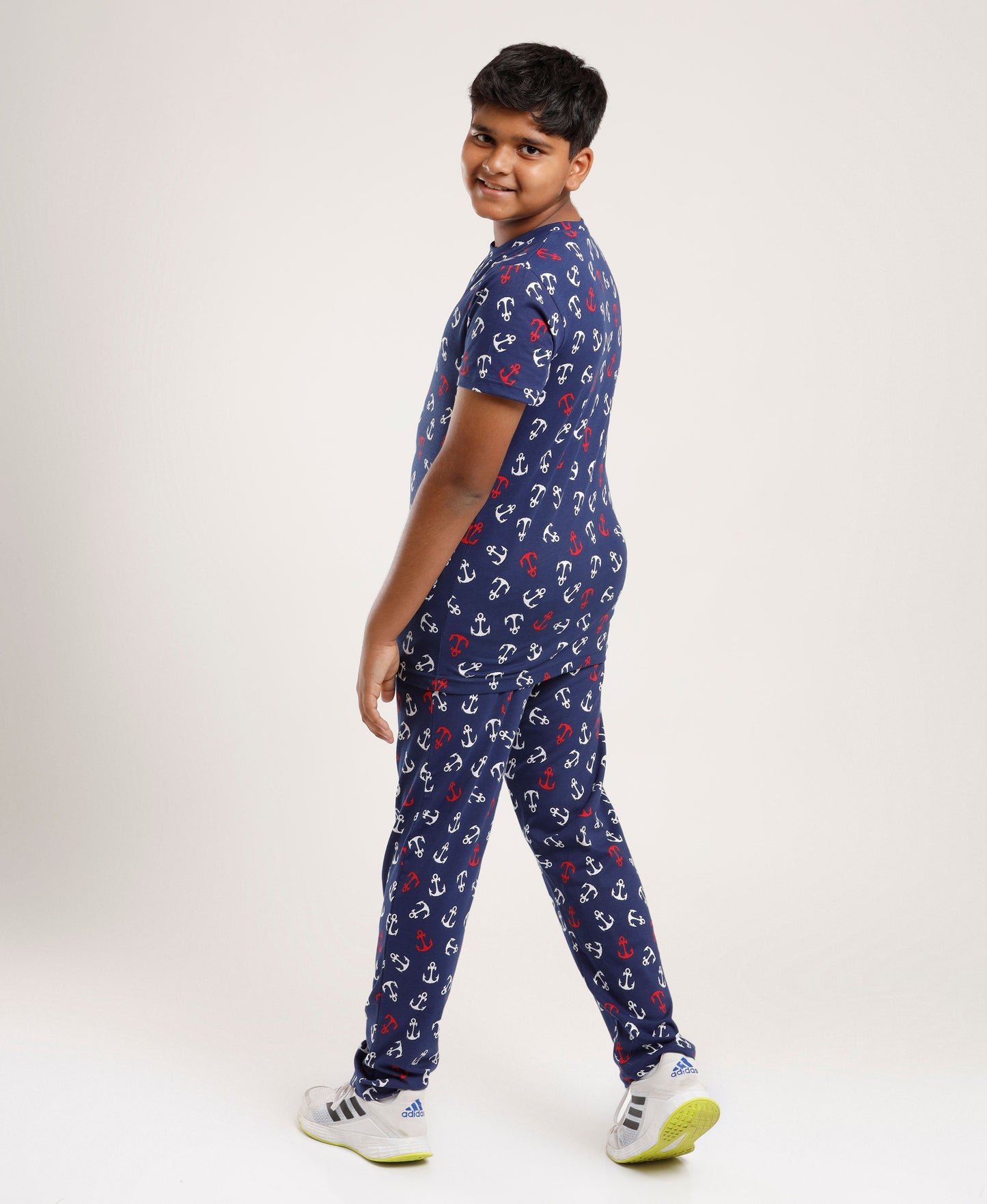 Printed Boys Half Sleeves Pyjama Set - Anchor - Coord set -Blue Night suit